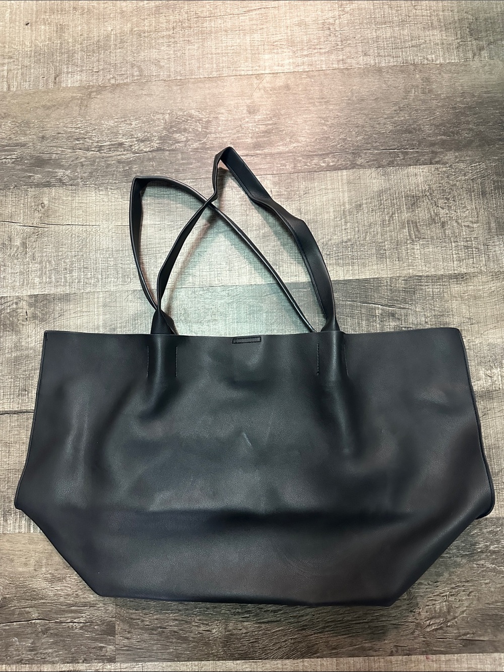 Black Leather Tote Bag - Unbranded